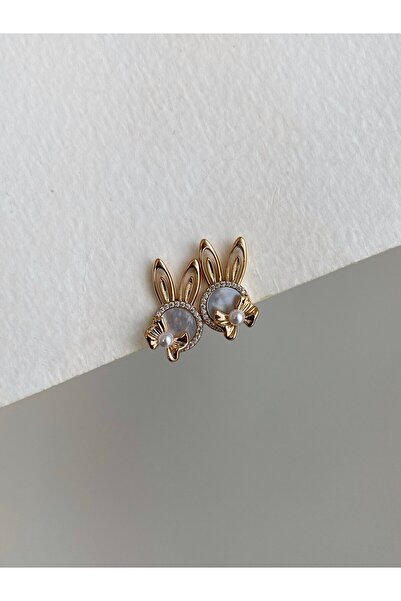 Owentis Steel Rose Gold Pearl Rabbit Earrings - No tarnishing