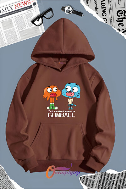 oneagılyazı سويت شيرت بطبعة غامبول بغطاء للرأس