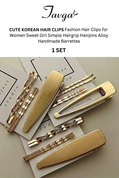 TAVGA Golden Cute Korean Fashion Hair Clips Set Saç Tokası Seti