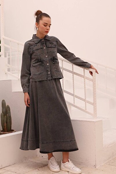 Magazin طقم تنورة من الدنيم مكون من قطعتين