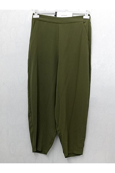 Puane Talie înaltă și semne elastice - Pantaloni Shalwar de mărime mare de culoare kaki 18166