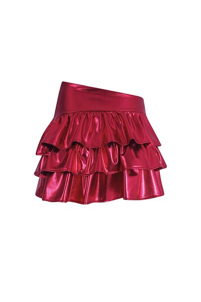 La Sarta Bright Red Dolce Shorts Skirt - Ruffle Detailed
