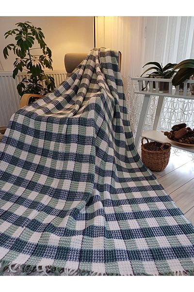 stay with love Scotch Blanket Double Cotton Blanket 180*220 cm Green-White Valentine's Day Gift