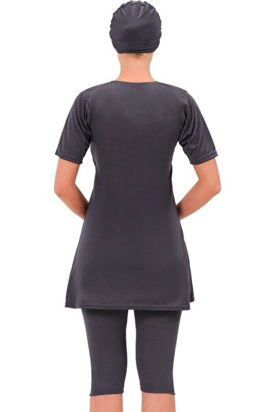 Argisa Μαγιό Half Sleeve Solid Semi Hijab Μαγιό 7832 Anthracite Plus Size