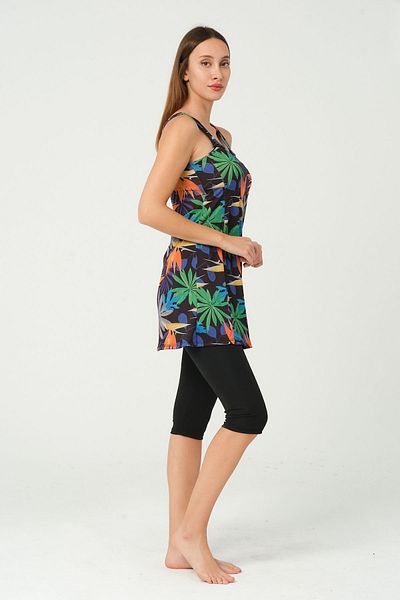 vawensea Tights Patterned Women's Dress Swimsuit 4563 Tropical with Breast Pad