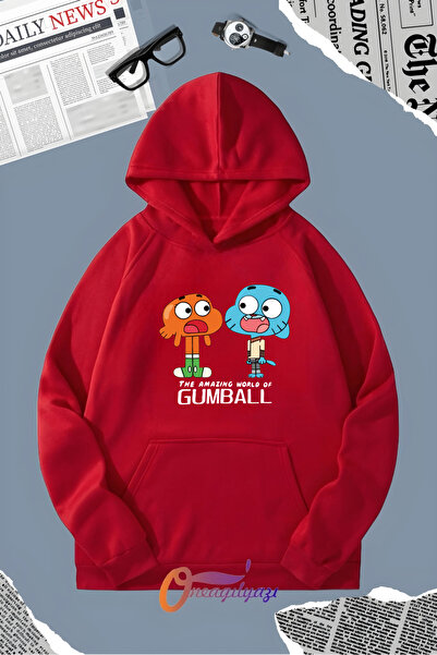 oneagılyazı سويت شيرت بطبعة غامبول بغطاء للرأس