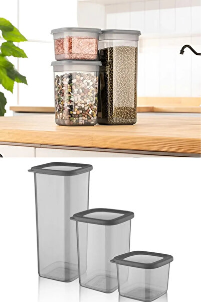 rafiel 3 Size Square Storage Container Set Organizer Food Container Storage Storage Anthracite