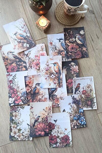 Mona Craftist 15 Adet Eskitme Vintage Kuş Temalı Scrapbook Kağıt Seti Bullet ...