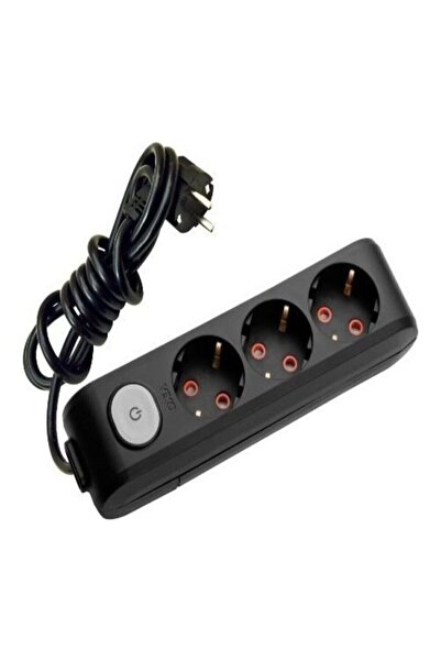 VİKO مقبس مجموعة ثلاثي التبديل باللون الأسود مع كابل بطول 2 متر