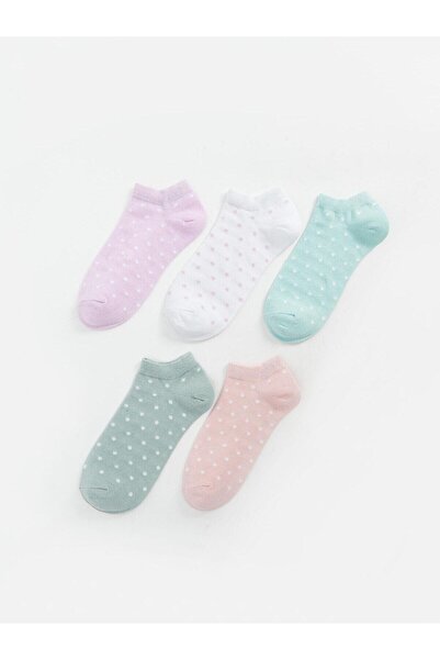 LC Waikiki Lcw Kids - Комплект от 5 лилави чорапи ботуши за момичета на точки