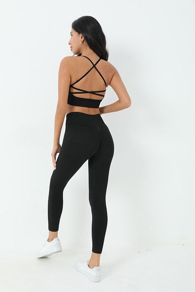 Light Black Lightblack Push up Leggings and Crop (Sports Suit)