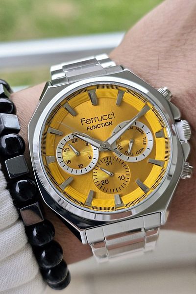 Ferrucci 2 Years Warranty All Functions Active Steel Men's Watch 3 Atm Bracelet Gift