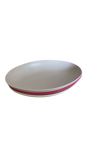 HOLLYHOME 3-piece Plastic Boat Serving - Salad Oval Plate 15x24x4cm Powder/cream/fuchsia