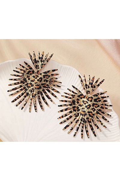 Poison Accessories Gold Color Leopard Patterned Dangle Retro Earrings