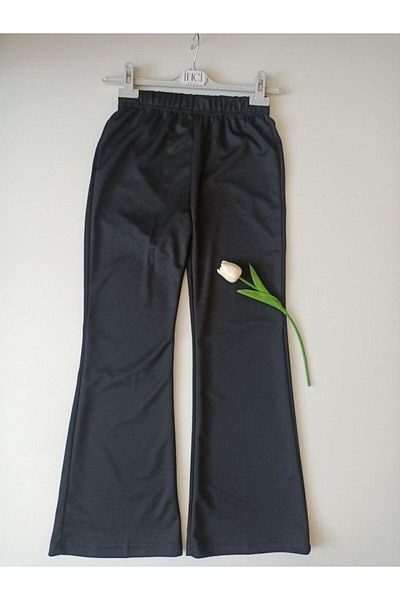 Butik Flared Leg Crep Trousers-050-Black