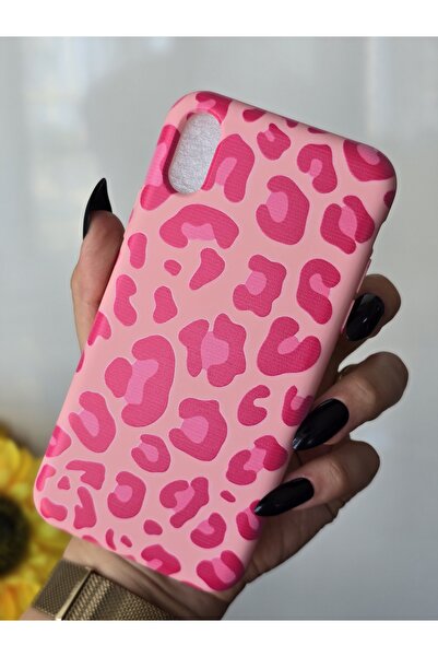 Magic Ring Iphone X / XS Uyumlu Pembe Leopar Desenli İçi Kadife Lansman Kılıf