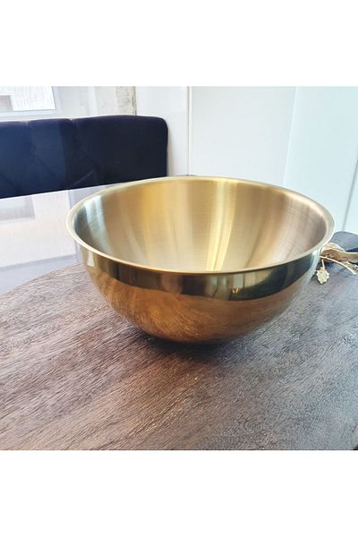 LOVYCO Gold Stainless Steel Mixing and Salad Bowl 20 cm 2 Liter Whisk Kneading Dough Storage Bowl