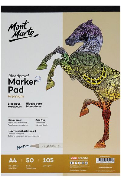 Mont Marte Premium MM Leak Proof Marker - 105gr A4 50 Sheets Pad