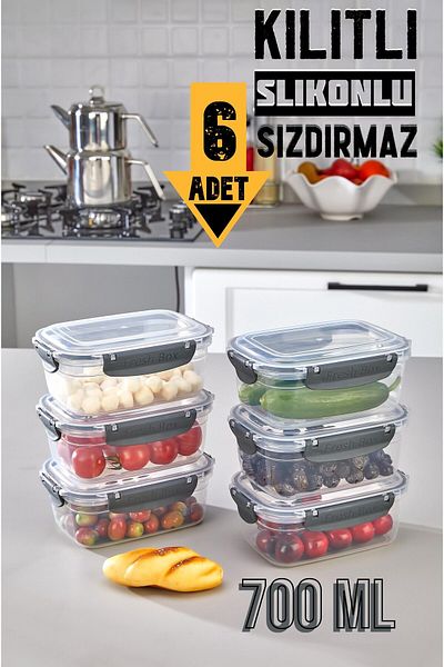 ASlife Home 700 Ml Capacity - 6 Pieces Silicone, Leak Proof and Lockable Storage Set