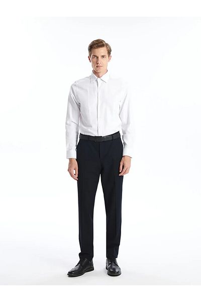 LC Waikiki Lcwaikiki - Men's Shirt: Slim Fit, Long Sleeve, White, Dobby