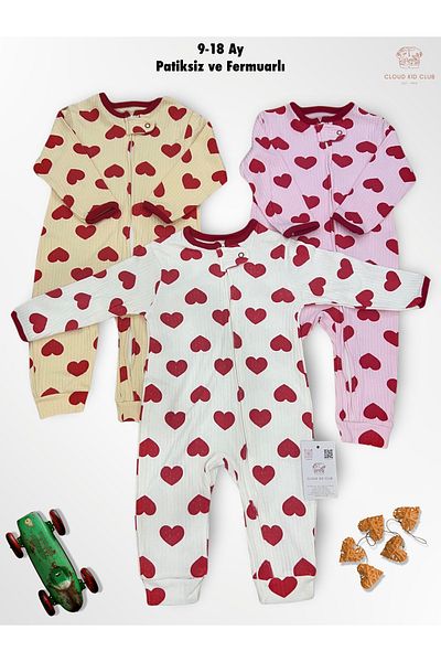 cloudkidclub Cute Red Overalls Set of 3 for 0-18 Months Baby - 100% Cotton (Unisex)