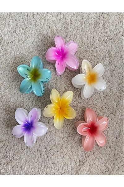 Noir Colorful Lotus Flower Latch Buckle 6 Pieces Large Size (8 Cm)