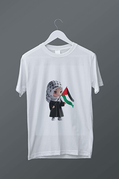 relaxbaskı تي شيرت بنمط فتاة العلم الفلسطيني