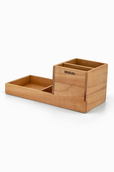 Woodsaka ProKit 3 - Многофункционален органайзер: Поставка за моливи, бележки и хартия - Поставка за кламери всичко в едно - Череша