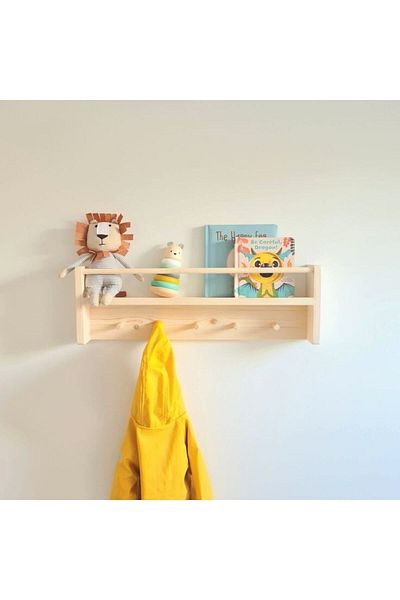 EMTA 50 cm Natural Wooden Shelf Hanger Montessori Bookshelf Children's Room Accessory Decoration