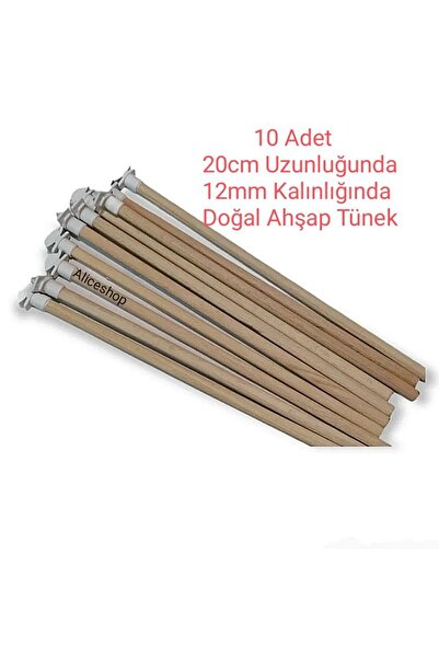 aliceshop 20 Cm 10 Adet Tünek Doğal Ahşap 12mm Kalınlığında 20 Cm Uzunluğunda Pürüzsüz Tünek