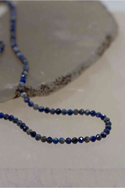 Mucize Taş Lapis Lazuli Taşı Ince Doğaltaş Kolye 2mm