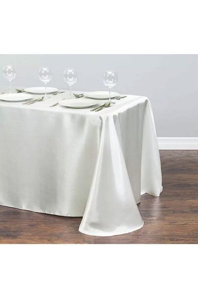 MER HOME Ecru Satin Tablecloth