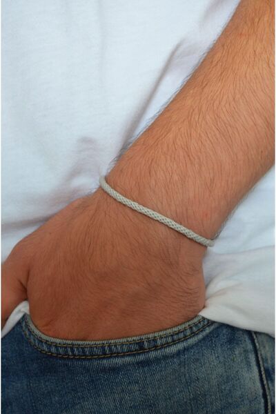 Bidüğüm Erkek Gri Dostluk Bilekliği, El Emeği Arkadaş Bilekliği - Ayarlanabil...