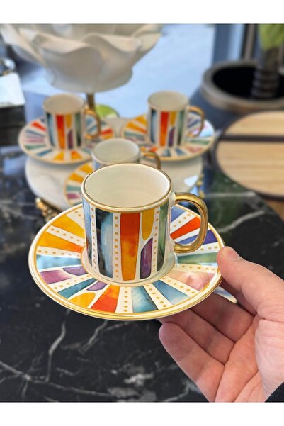 Onedekor 6'lı Royal Pastel Lüks Kahve Fincanı