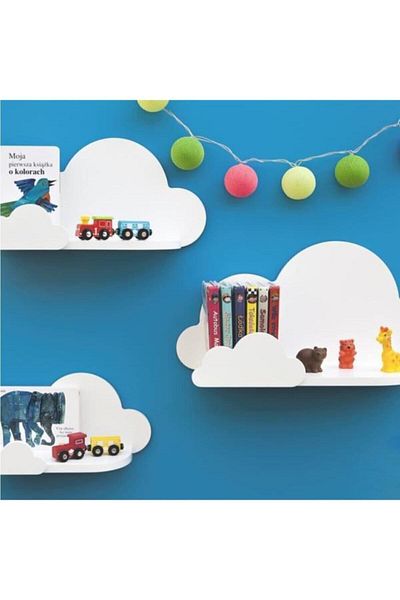 EMTA 3 Piece White Cloud Shelf Set Children's Room Accessory Decoration