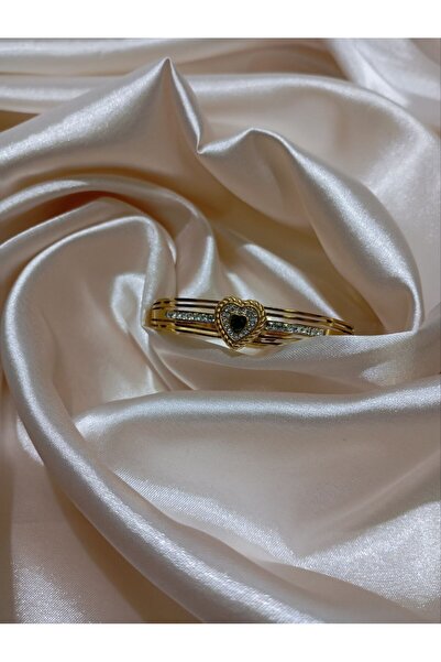 MelikeSteel Yeşil Taşlı Kalp Paslanmaz Çelik Kelepçe