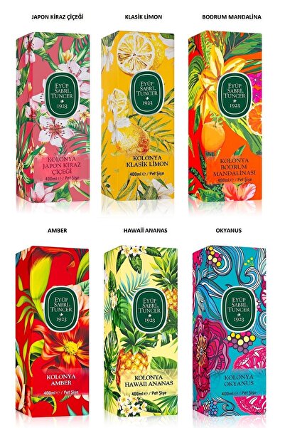 Eyüp Sabri Tuncer Kolonyaları Serisi 400 ml X6 (KİRAZ.LİMON,MANDALİNA,AMBER,A...