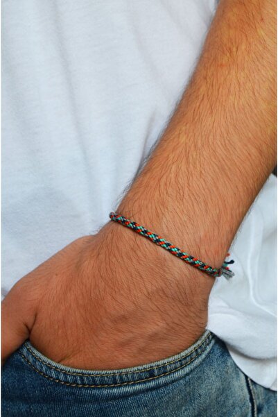 Bidüğüm Erkek Renkli Dostluk Bilekliği, El Emeği Arkadaş Bilekliği - Ayarlana...