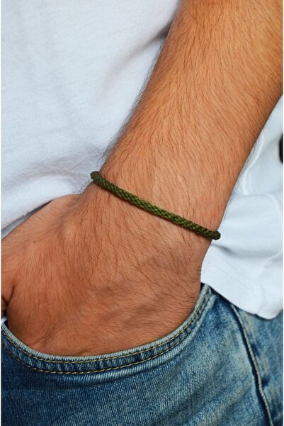 Bidüğüm Erkek Koyu Yeşil Dostluk Bilekliği, El Emeği Arkadaş Bilekliği - Ayar...