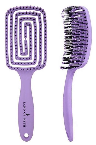 LAND OF MYTH Lom1273 Three-Dimensional Flexible Hair Lightening and Combing Brush, Flexible Pro Brush (lilac)