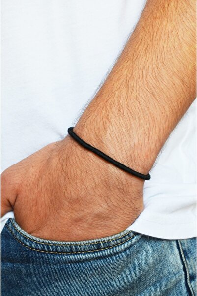Bidüğüm Erkek Siyah Boho Dostluk Bilekliği, El Emeği Arkadaş Bilekliği - Ayar...
