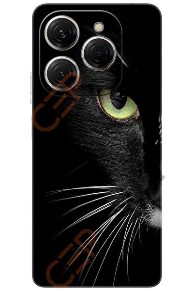 TECNO Spark 20 PRO KJ6 Uyumlu Kılıf Desen Baskılı Silikon Face Cat STK:482 CP-E0KAnUk
