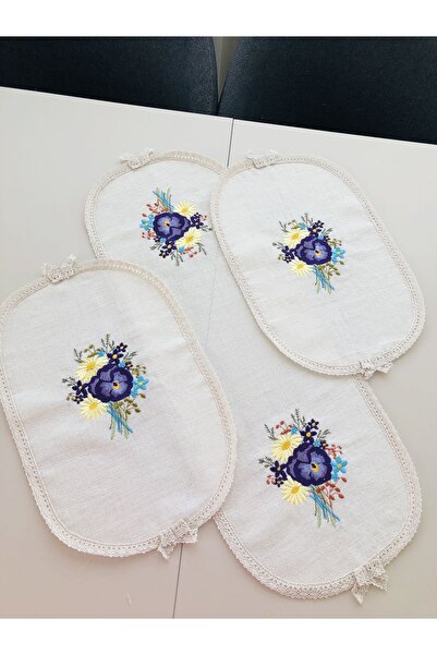 İpekce kanavice 3 parça nakış işlemeli oda-servis takımı