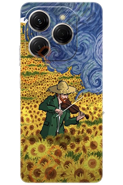 TECNO Spark 20 PRO (KJ6) Uyumlu Kılıf Desen Baskılı Silikon Sunflower Ayçiçeğ...