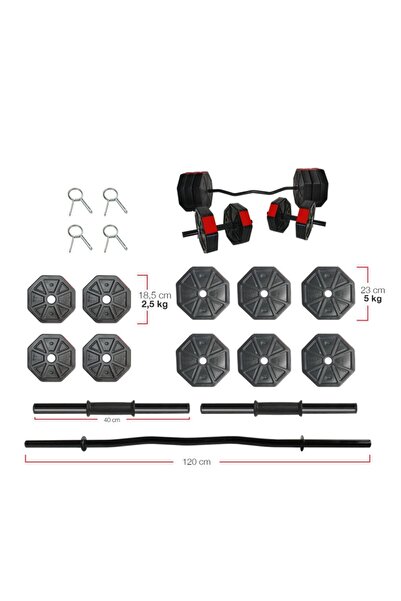 TAN SPOR Tanspor 40kg Z Barlı Dambıl Dumbell Ağırlık Halter Seti