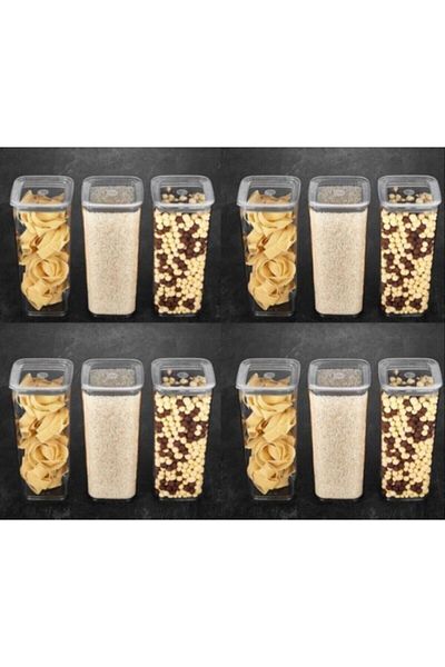 VİP AHMET Sude Square Storage Container 1700 Ml X 12 Food Container 12 Pieces Set