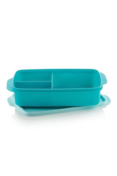 Tupperware Blue Compartment Nutrition 1 lt & Tupperware Eco Bottle Blue Water Bottle 750 ml Set*VITRINFLY