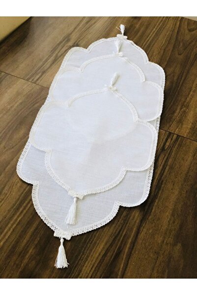 Genel Markalar 3 Parça Püsküllü Işlemelik Yatak Odası Takımı Beyaz