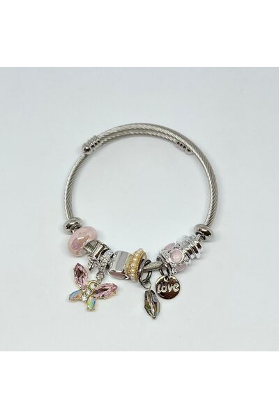 SENİN DÜNYAN Steel Model Butterfly Charm Bracelet