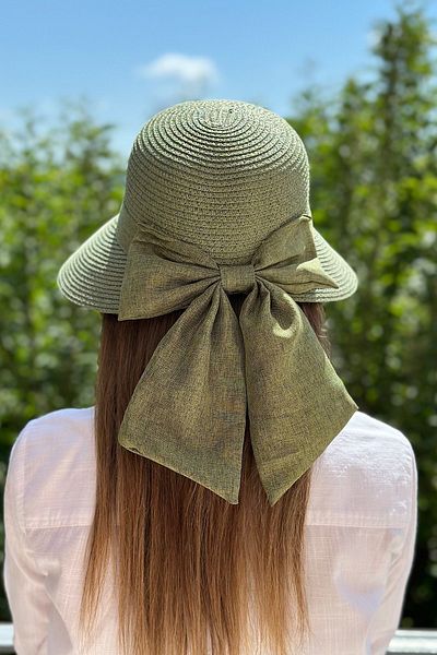 novon Laura Hat - Straw Bow Detail